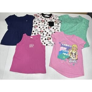 Girl Clothes Size 4-5 Tops Barbie, Minnie Mouse Tee Casual Colorful T-Shirt